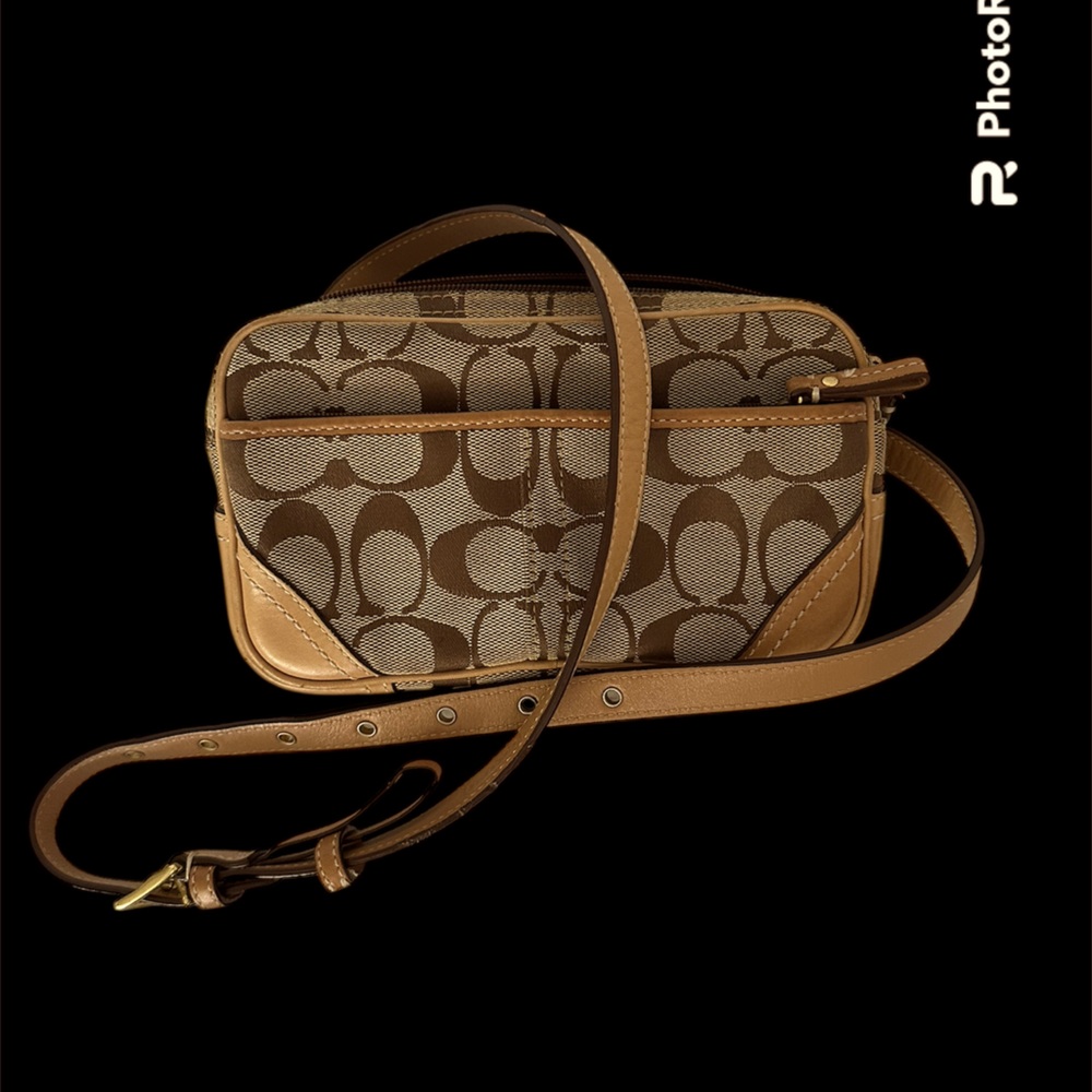 Coach Tan and Brown Signature Crossbody Bag